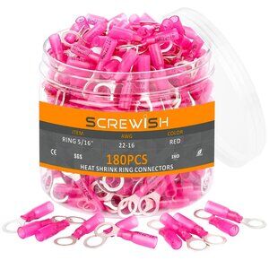 180PCS Heat Shrink Ring Connectors,22-16 Guage Marine Grade Ring Terminals 5/16"
